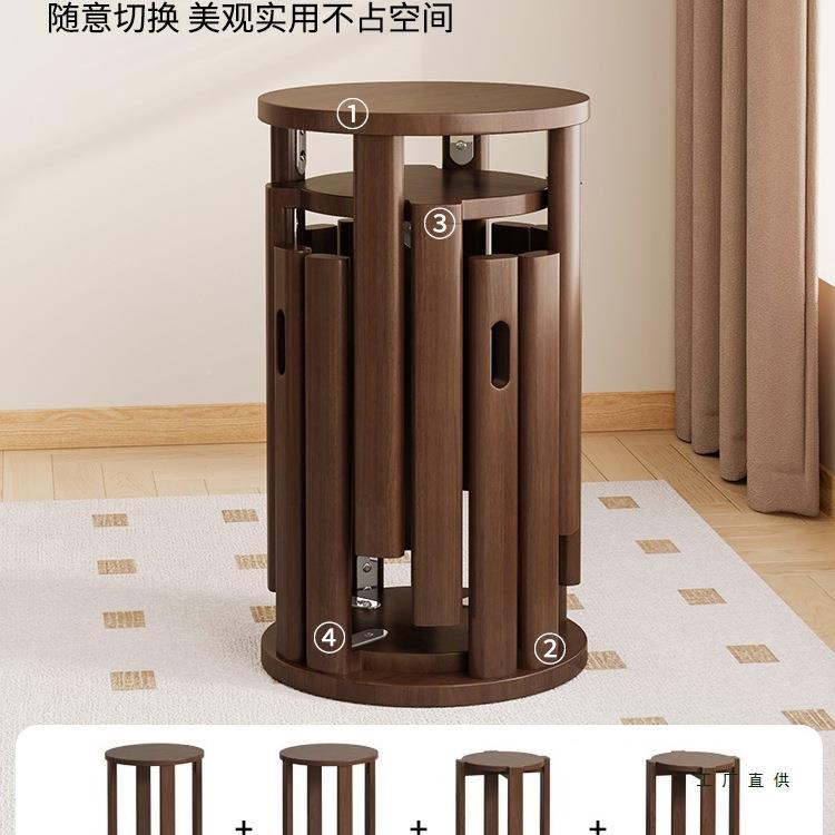 厅餐桌凳收叠叠乐板凳木凳实木凳子家用可客放组纳合HPG圆凳叠其