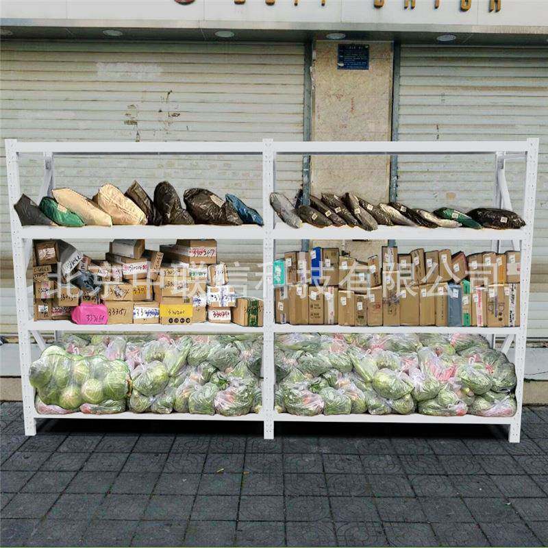 北京小区物资架白色货架包裹存放架仓储库房货架粮油物资摆放架