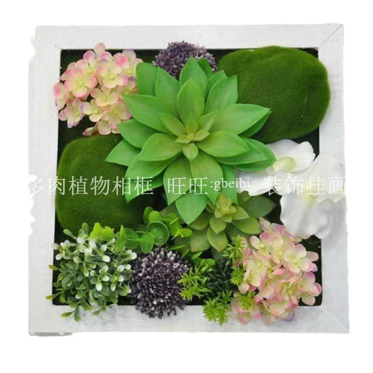 仿热带植物肉多植物70款乡村墙面装饰热带真植物相框木质相框客厅