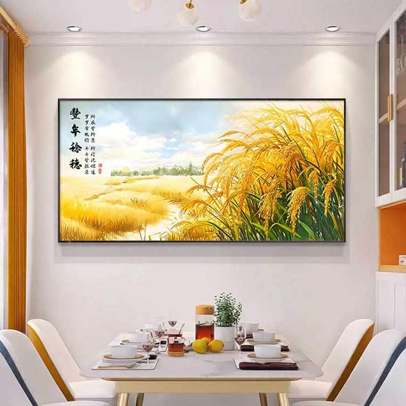 餐厅画代简饰约饭厅挂DFK画现穗穗平安夕厅厨房背景轻奢大气墙装