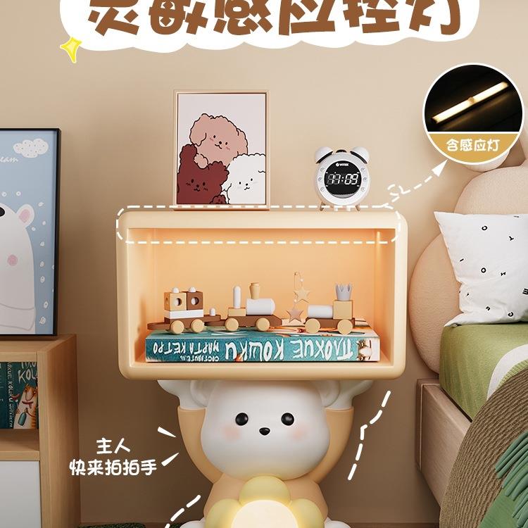 奶油儿柜童房间风床头一体卧室落地F98J8T66灯摆件可爱装布饰置物