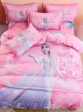240307-1冰雪奇缘纯被棉四床件套儿艾童三件套莎公主可爱女孩全棉