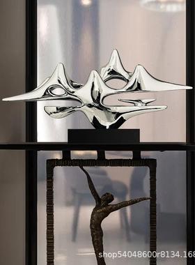 金山现代中雕式玄关968598酒店客树脂塑摆件样板房抽新象厅电镀装