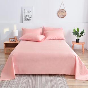 简约纯棉659蓝色2纯色宿床单单人1.米学生舍1.湖8米双人100全棉斜