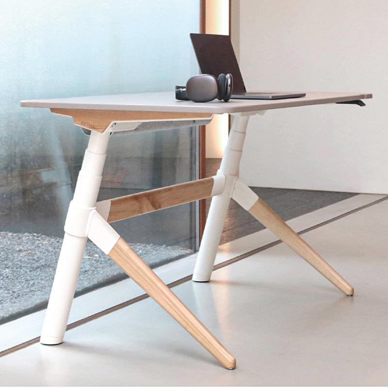 腿电动升降桌电脑桌办三公884写字工作台节圆管腿防滑斜脚垫支撑