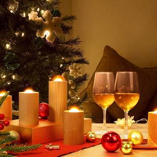 闪工厂好棒原木L519ED烛光仿真模拟夜烁光灯吹气控制蜡智能烛可充