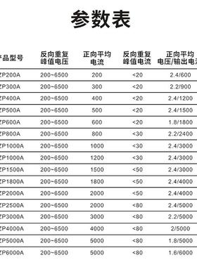 平板式流二极ZP管300A50A800A1000整A大功率Z0DANK1500A二极管中