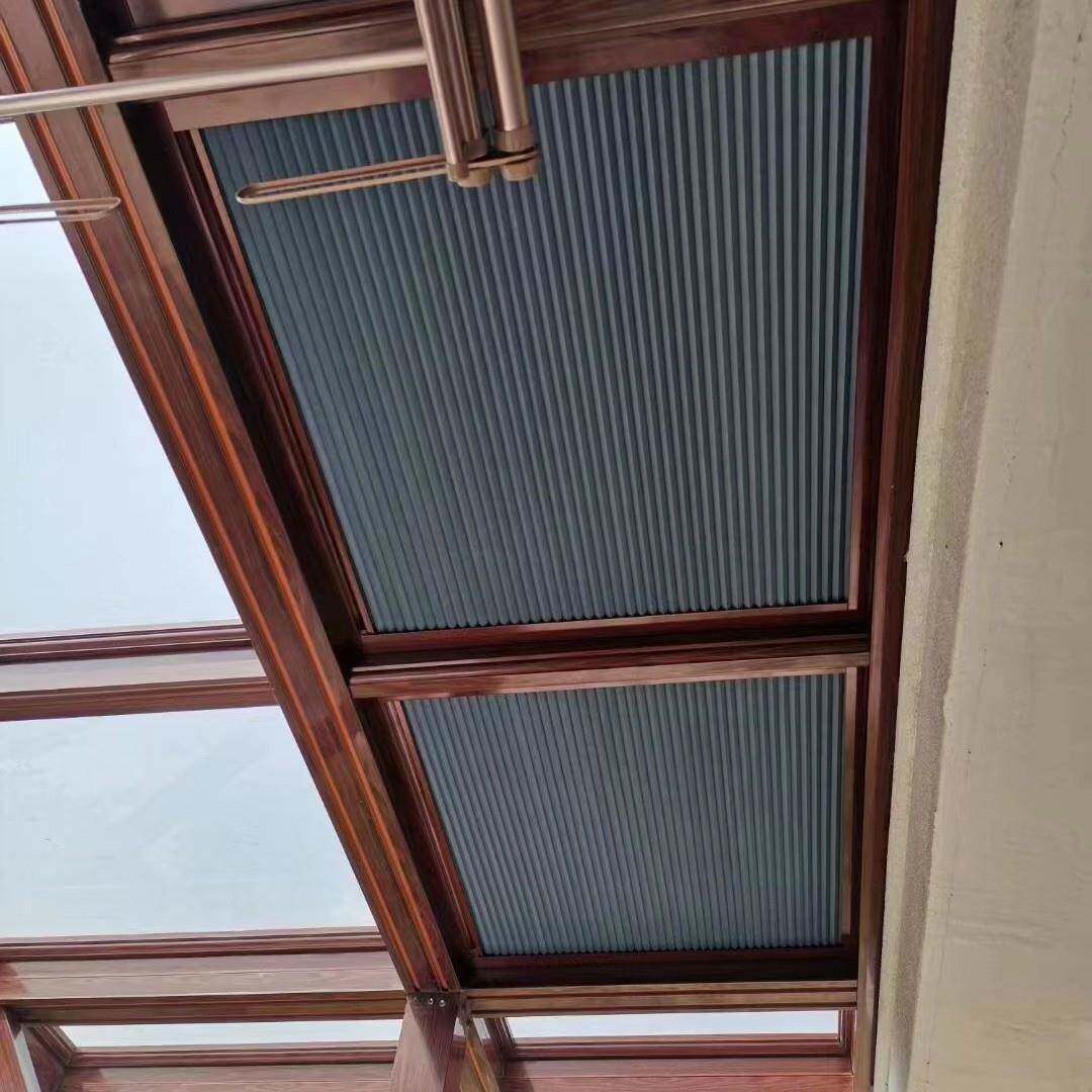天窗玻璃房顶棚电动窗帘全遮光阳光房遮阳顶帘隔热防晒蜂巢遮阳帘