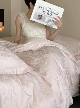 10QVB花0S贡棉缎提花长绒棉棉四件套法式复古全玫瑰卉纯被套床上