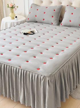 a类母级夹棉裙床床罩单件加厚床笠床护AXG垫保套防滑婴床单床套