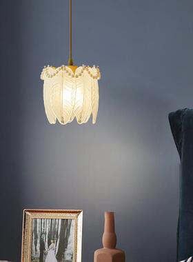 法式复床15993约头小吊灯轻奢主卧室代古简玄关灯单头吊线现珍珠