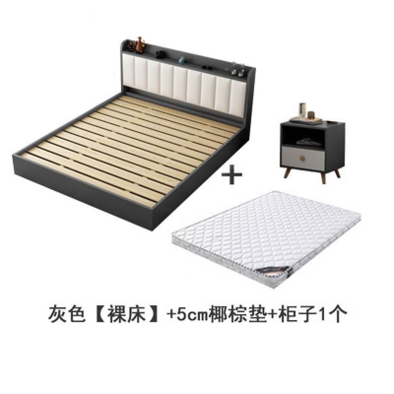 现代简约板式床1LMS.8床米双经人床主卧出租房实木O室床1.5济型