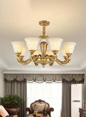 全美式铜吊灯客厅灯欧式灯奢华灯大气卧室灯简约餐厅87117具12W0