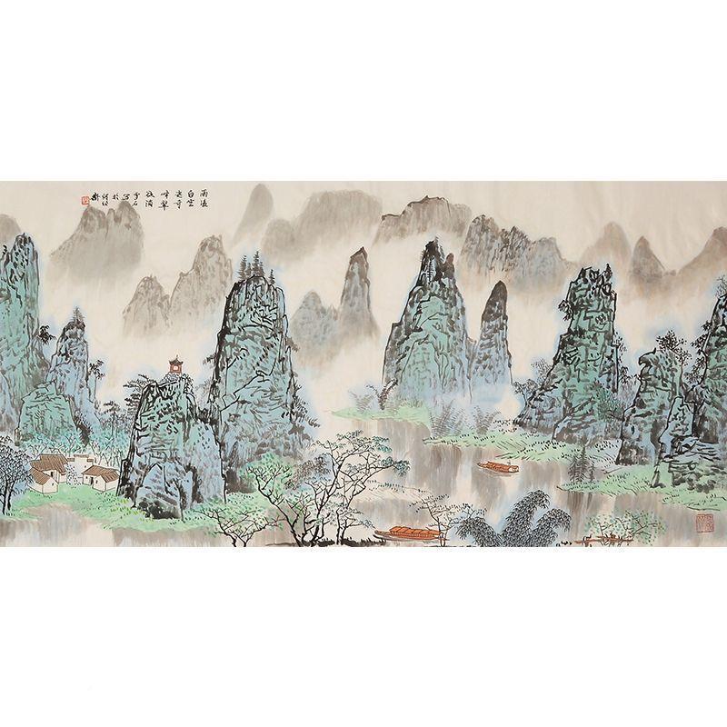 纯手绘名家白雪石装山水饰画国画水墨画关办公室画玄客厅画画ZOF