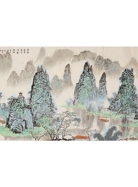 纯手绘名家白雪石装山水饰画国画水墨画关办公室画玄客厅画画ZOF
