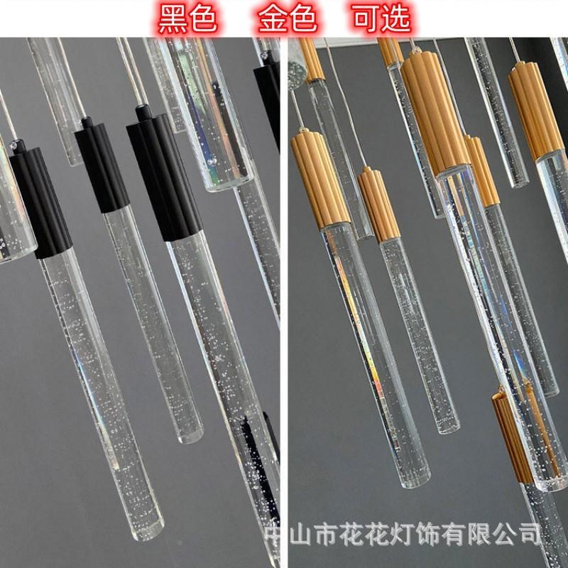 楼梯吊灯代简约大别601墅中空挑lo现f高t旋转水晶客厅复气式楼长