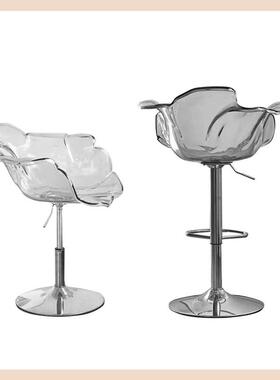 新品轻奢花吧椅瓣岛餐椅台HAWC亚克力金属吃饭椅旋转升降多P功能