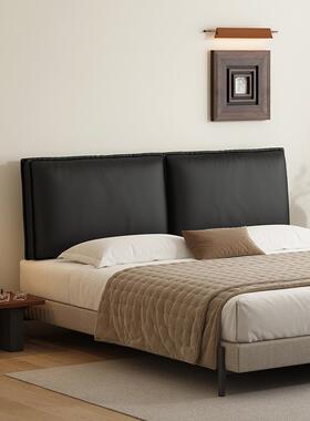 ?免猫抓皮床代头软包靠黑色皮质靠Fh($px}@垫皮革背大靠枕现简洗