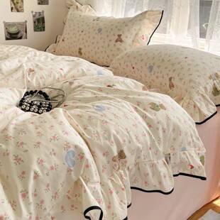 2026新款公主风纯棉床上四件套全棉床品宿舍床单三件套床笠花被套