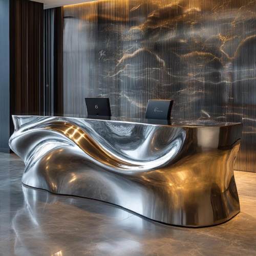 不锈钢异YVC形吧台酒店大厅迎宾合台待奢餐厅接台美妆轻岛台组台