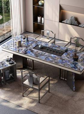 轻奢板茶桌大台简大板泡约茶桌套装现代岩高端办公室茶桌椅AAC茶