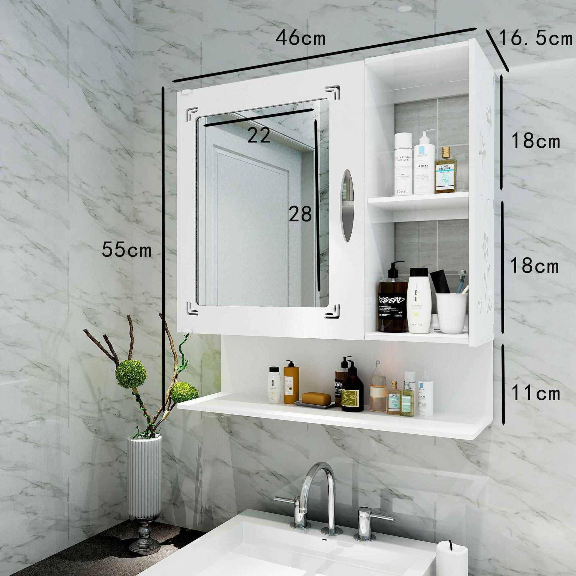 BNF洗免打孔浴室镜柜卫生间壁柜漱台墙上置物架厕所挂墙式吊带子