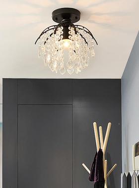 LED顶灯过道廊阳台进门入户玄吸後现代简走约轻奢黑色水晶灯见描