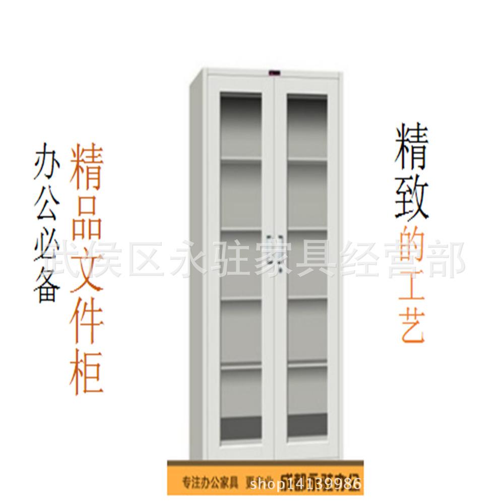 玻璃门带锁铁皮文件柜钢制档案柜新款双门资料文件柜