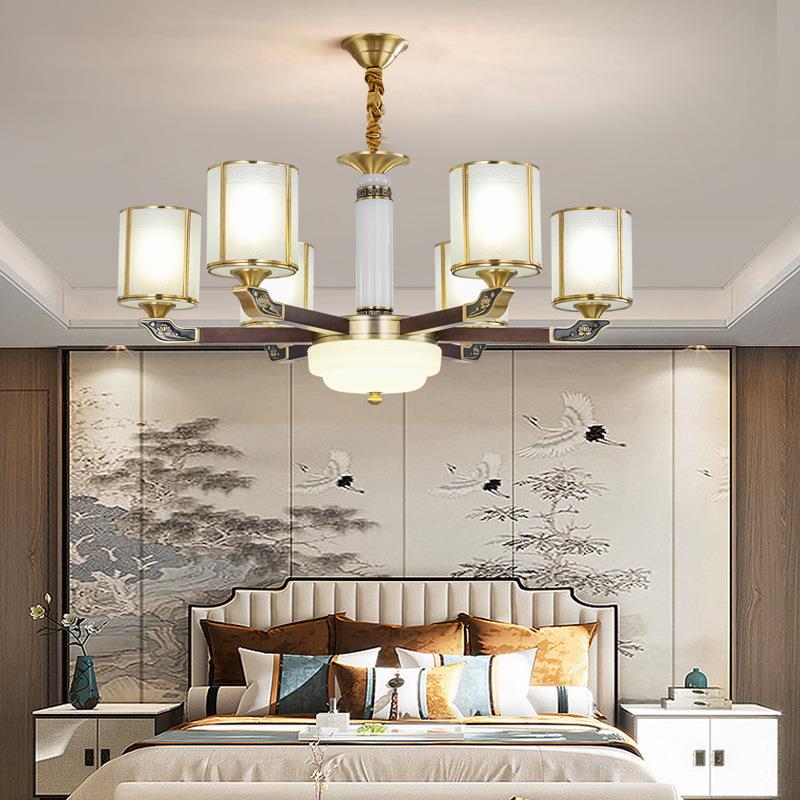 新中式吊代灯5全铜客厅灯现简约中国风端实高FMM木餐厅灯具202年