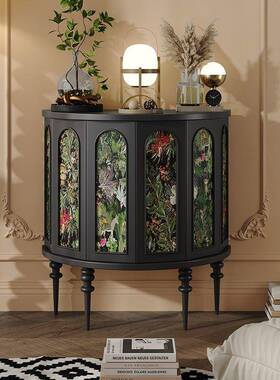 JEH法复古玄关柜小户美式半圆柜门厅装风饰隔型断式柜中古实木餐