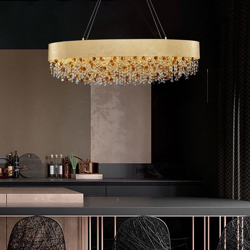 高轻OAF奢水晶吊灯法设计档师创意式圆形客厅灯后现代简卧约室餐