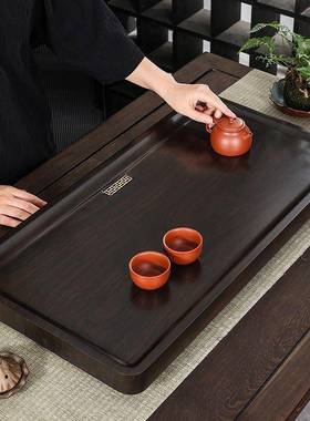 新款檀实式LVR茶盘家用简木约中排水大小号茶台仿黑花梨茶具客厅