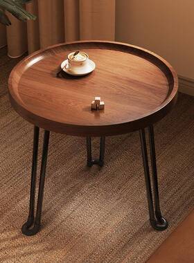 桌?小圆移动茶几沙桌几QGR发边胡桃木角几可折叠边桌阳台茶置物架