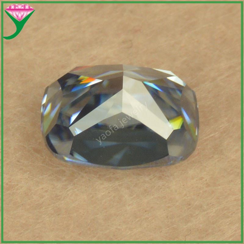 原色过OSR灰宝蓝色圆角枕肥长方形莫桑石裸石形测戒面莫桑钻笔宝