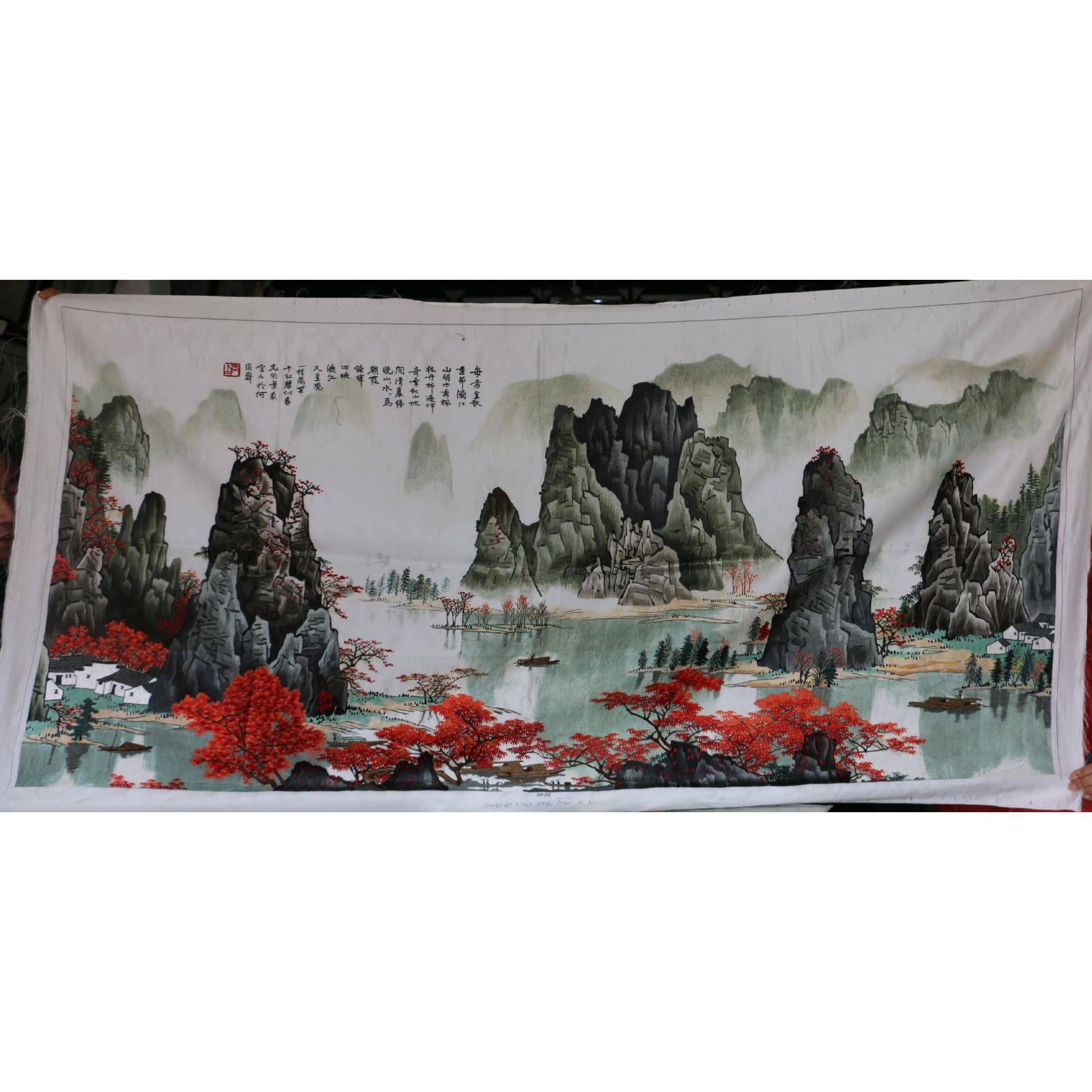 绣绣片单绣面客办公苏室会议室装652饰画苏州手工刺厅绣长城