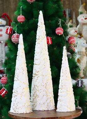 圣诞NZI装饰布艺锥宝塔形圣诞树橱品窗节大圆堂吧圣诞装饰摆件