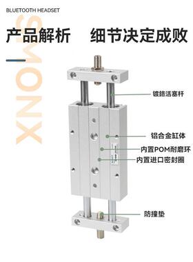T气动双轴杆可调行程滑台气缸STMB10双/S16/STMB/STM20/25*25/50/