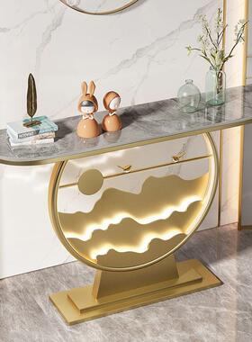 关新中式靠岩墙代简约玄桌家用入户过道板端景台发光现轻EQH奢风