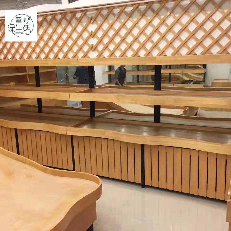 浪厂家直销QNC波水果架形果百果园水果店实木货架超市生鲜蔬展示