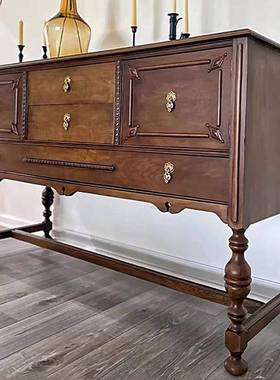 法复式古玄关柜中古风入门厅客厅隔断柜WHE柜美式乡村实木户餐边