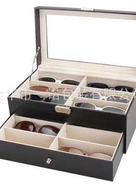 盒现货双抽屉式1位眼镜收纳盒收藏层盒展示盒收2纳箱展XXU示箱