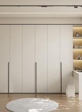 PVL奶卧油一门到顶衣柜卧室品家简约实木柜子主成用书桌衣柜一体