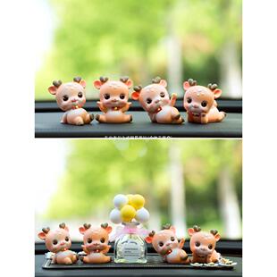 车内KSO饰品件一路摆平安鹿车摆车上中控台件女士车载摆件2025汽