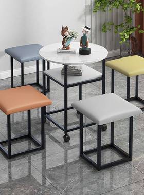 阳台闲简桌椅魔餐桌折叠餐桌四合一家用休LPY小户型饭桌约轻奢桌