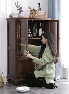 式乡村实木柜3C钢化玻璃餐酒边柜小美美风格简约式小美号矮QOT酒