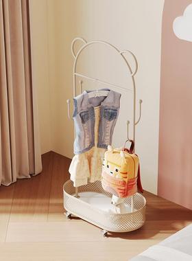 众之亿儿童挂衣卧室架家轮用带移动衣架奶油帽风脏82693衣篮卡通可爱落