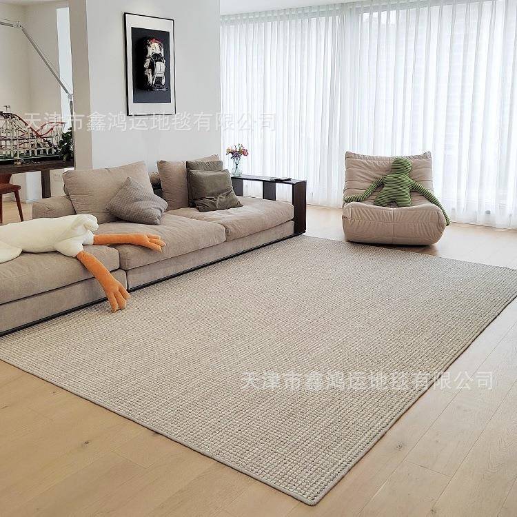 新西兰羊16580沙毛混纺条纹素墅轻色地毯极简奢客厅地毯发别满铺卧室毯