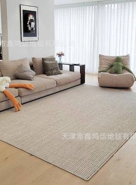 新西兰羊16580沙毛混纺条纹素墅轻色地毯极简奢客厅地毯发别满铺卧室毯