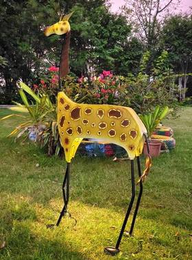 落仿真长鹿摆件地户颈外铁艺动W-G19208物太别阳能灯花园林景观墅