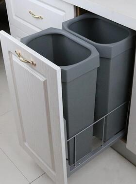 厨房特高身大抽拉垃嵌入隐桶藏式阻尼轨橱柜圾干湿分离号家GBN用